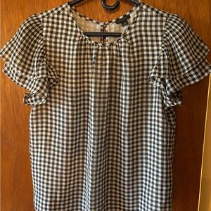 Ann Taylor Black and White Checkered Blouse